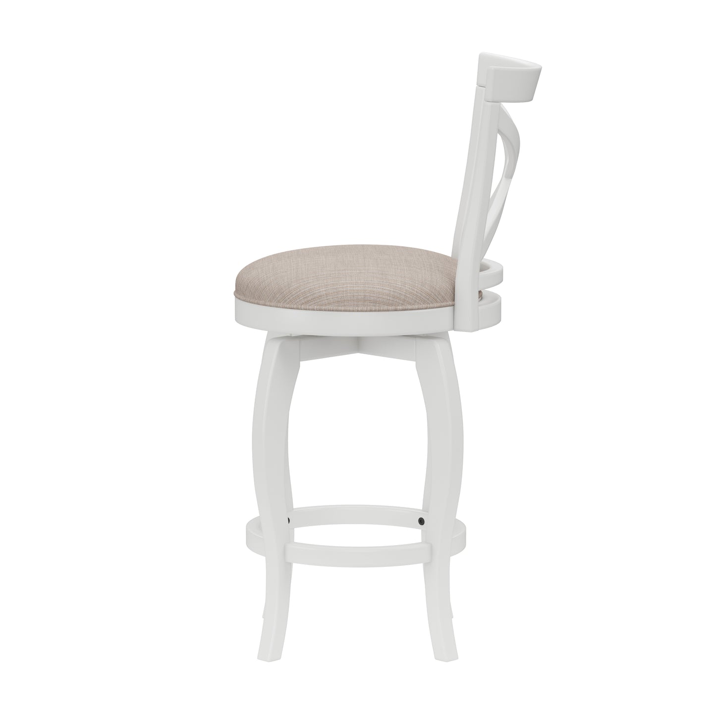 Hillsdale Furniture Ellendale Wood Counter Height Swivel Stool, White with Beige Fabric