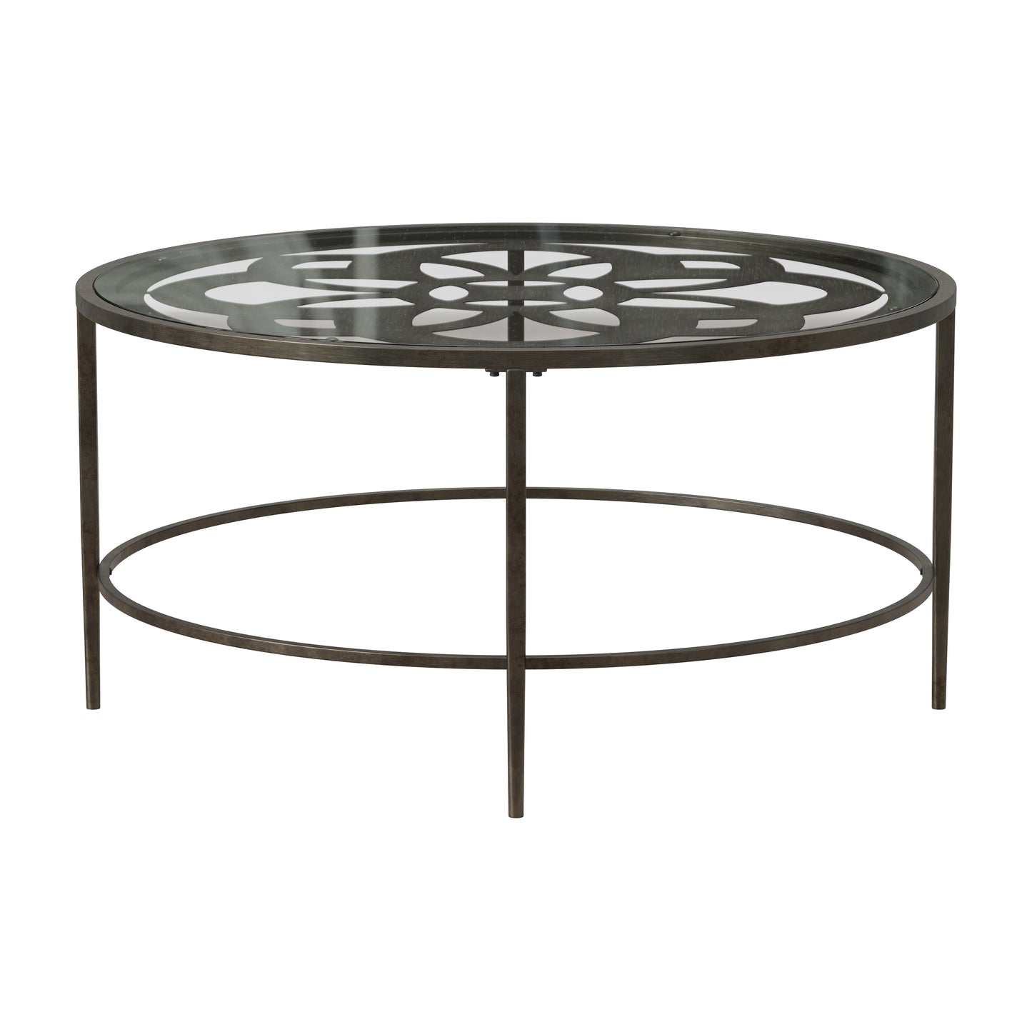 Hillsdale Furniture Marsala Metal Coffee Table, Gray with Brown Rub