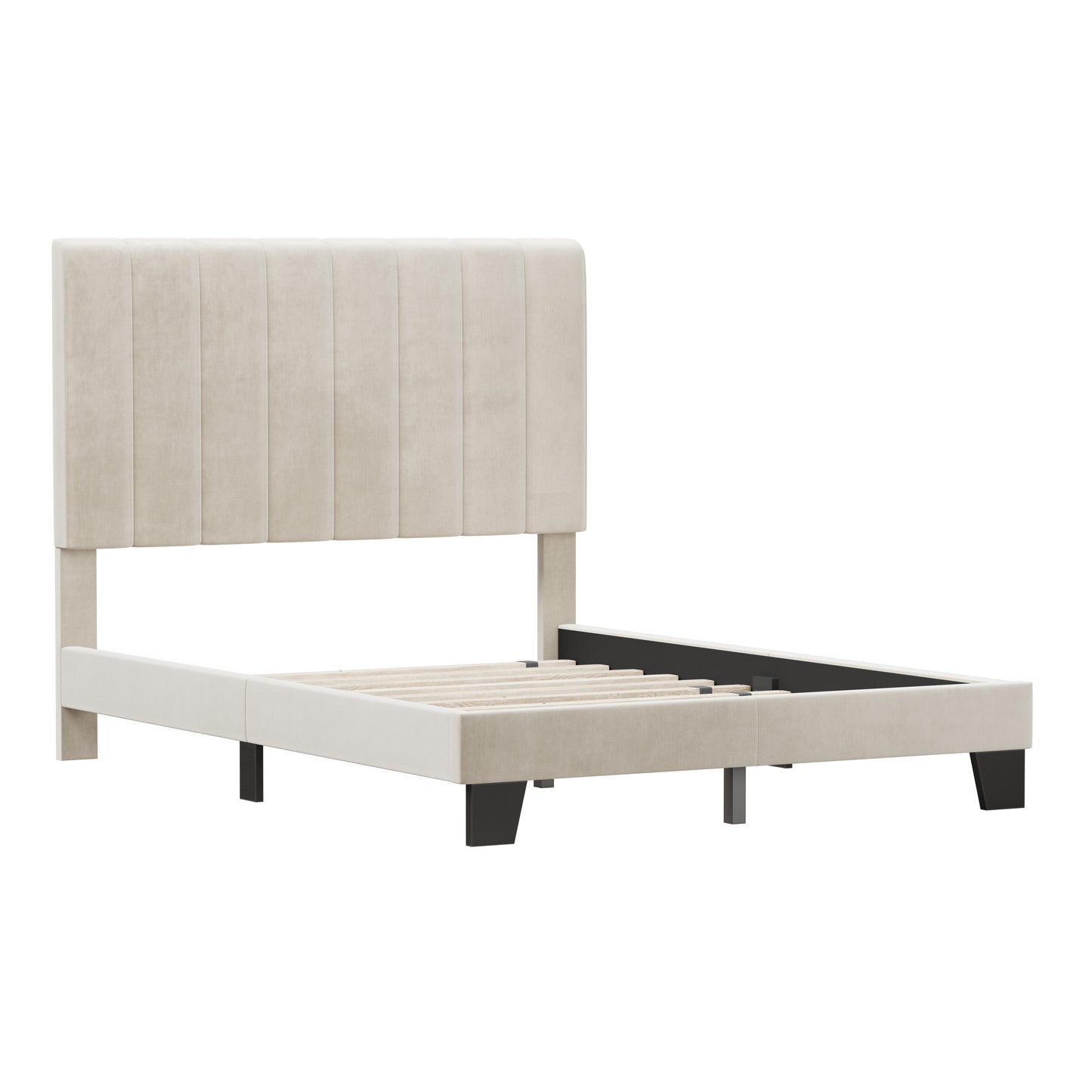 Hillsdale Furniture Crestone Upholstered Adjustable Height Full Platform Bed, Cream