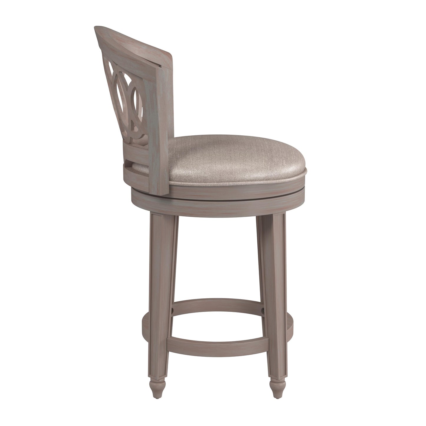 Hillsdale Furniture Adelyn Wood Counter Height Swivel Stool, Antique Gray wash with Putty Beige Fabric