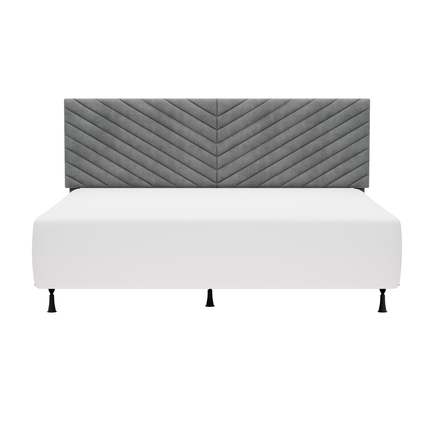 Hillsdale Furniture Crestwood Upholstered Chevron Pleated King Headboard with Frame, Platinum