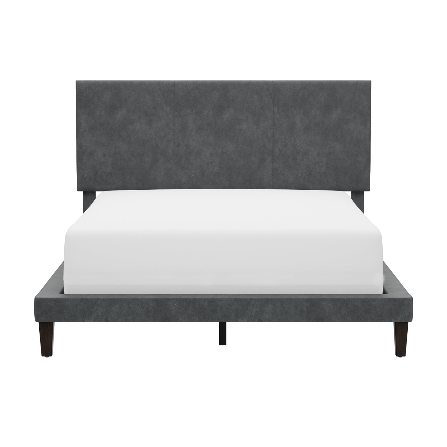 Hillsdale Furniture Muellen Upholstered Platform Full Bed with 2 Dual USB Ports, Graphite Gray Vinyl