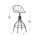 Hillsdale Furniture Worland Metal Adjustable Height Swivel Stool with Back, Pewter Metal with Gray Finished Wood