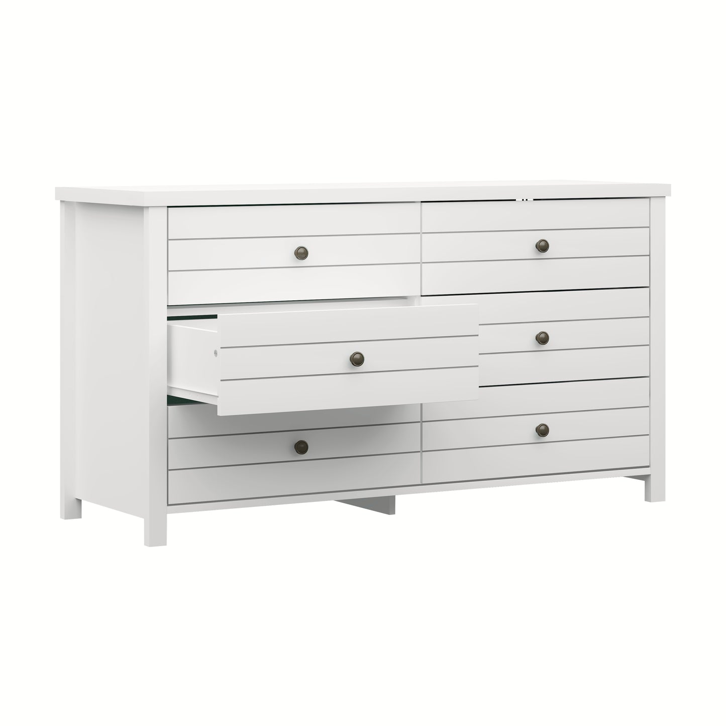 Living Essentials by Hillsdale Harmony Wood 6 Drawer Dresser, Matte White