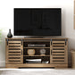 Living Essentials by Hillsdale Lucile Wood TV Stand with 2 Barn Doors and Removable Shelves, Knotty Oak