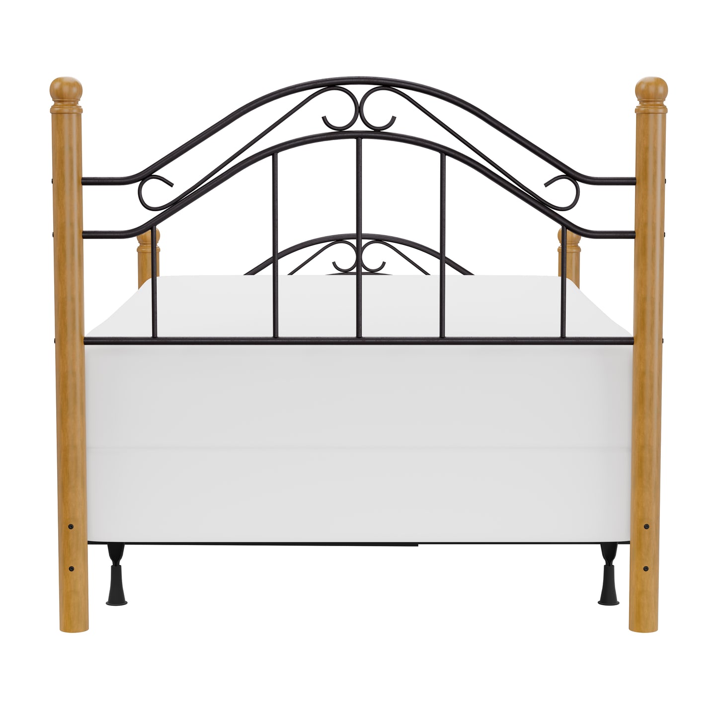 Hillsdale Furniture Winsloh Full Metal Bed with Oak Wood Posts, Black