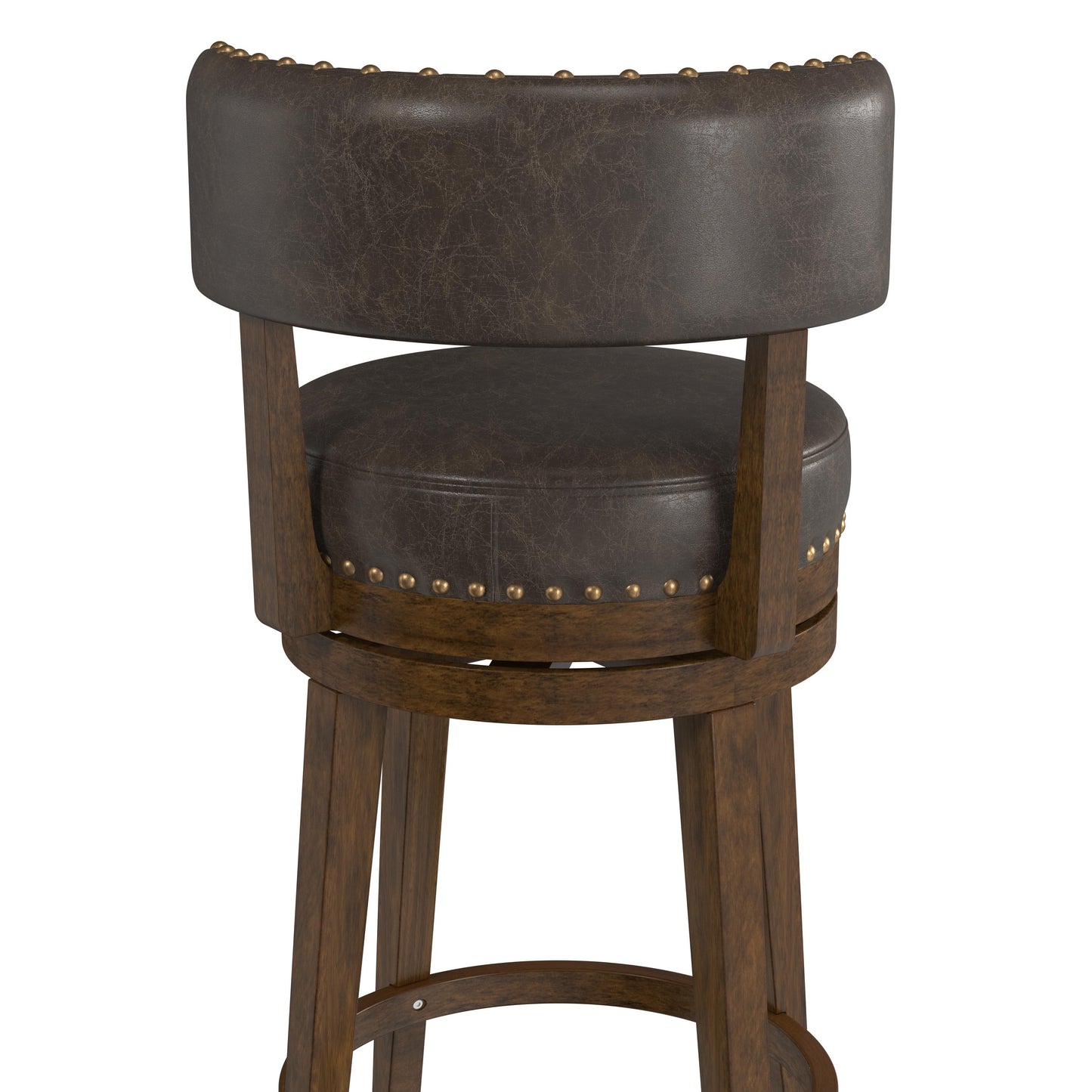 Hillsdale Furniture Lawton Wood Counter Height Swivel Stool, Walnut with Aged Brown Faux Leather