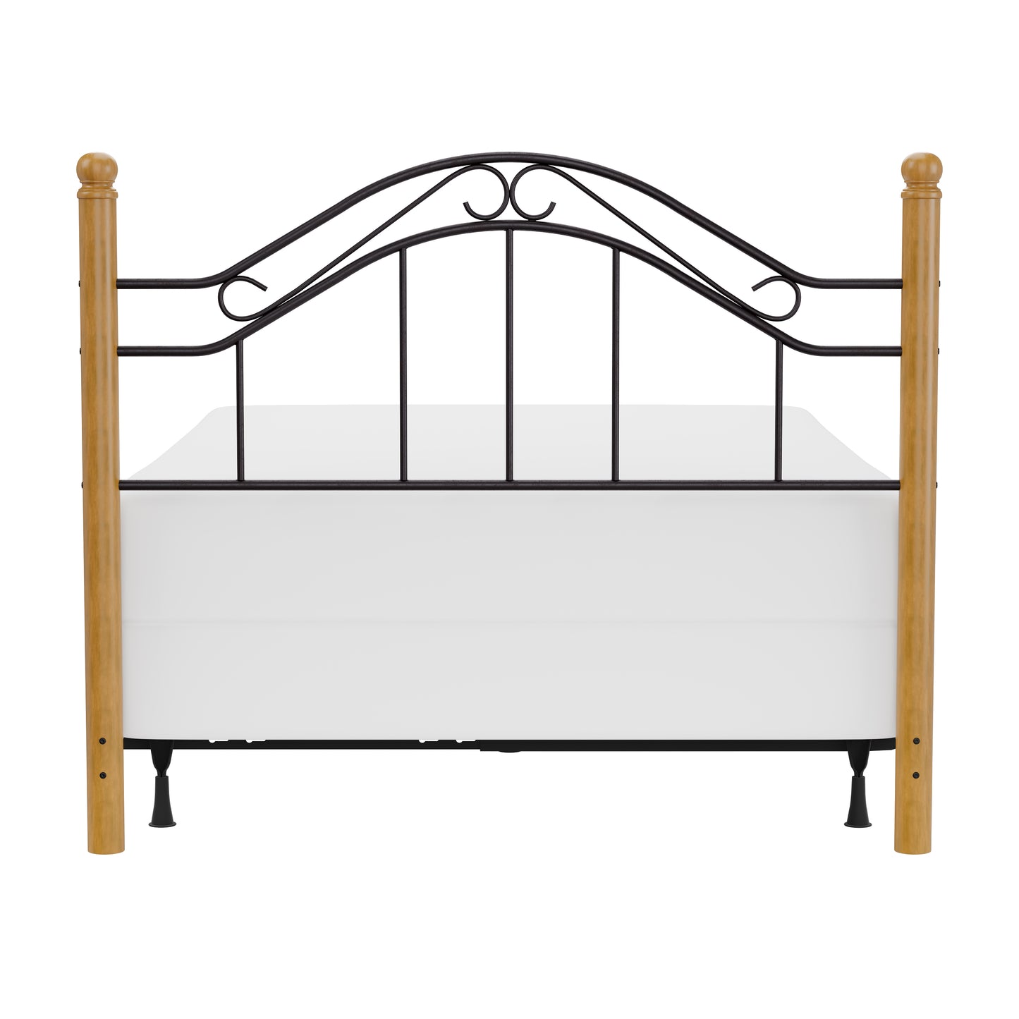 Hillsdale Furniture Winsloh Full/Queen Metal Headboard with Frame and Oak Wood Posts, Black