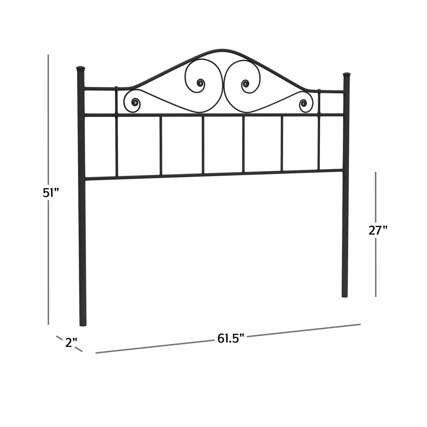 Hillsdale Furniture Harrison Full/Queen Metal Headboard, Textured Black