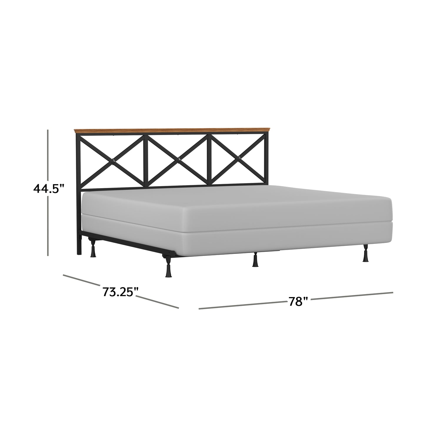 Hillsdale Furniture Ashford Metal King Headboard with Frame, Black with Oak Finished Wood