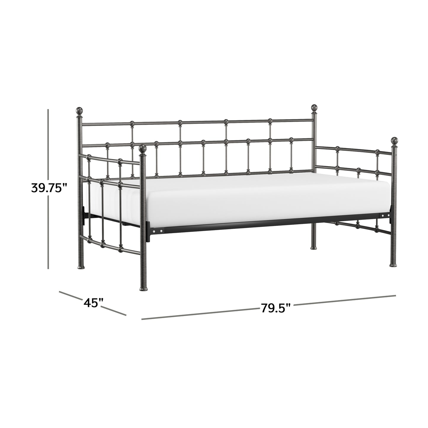 Hillsdale Furniture Providence Metal Twin Daybed, Aged Pewter