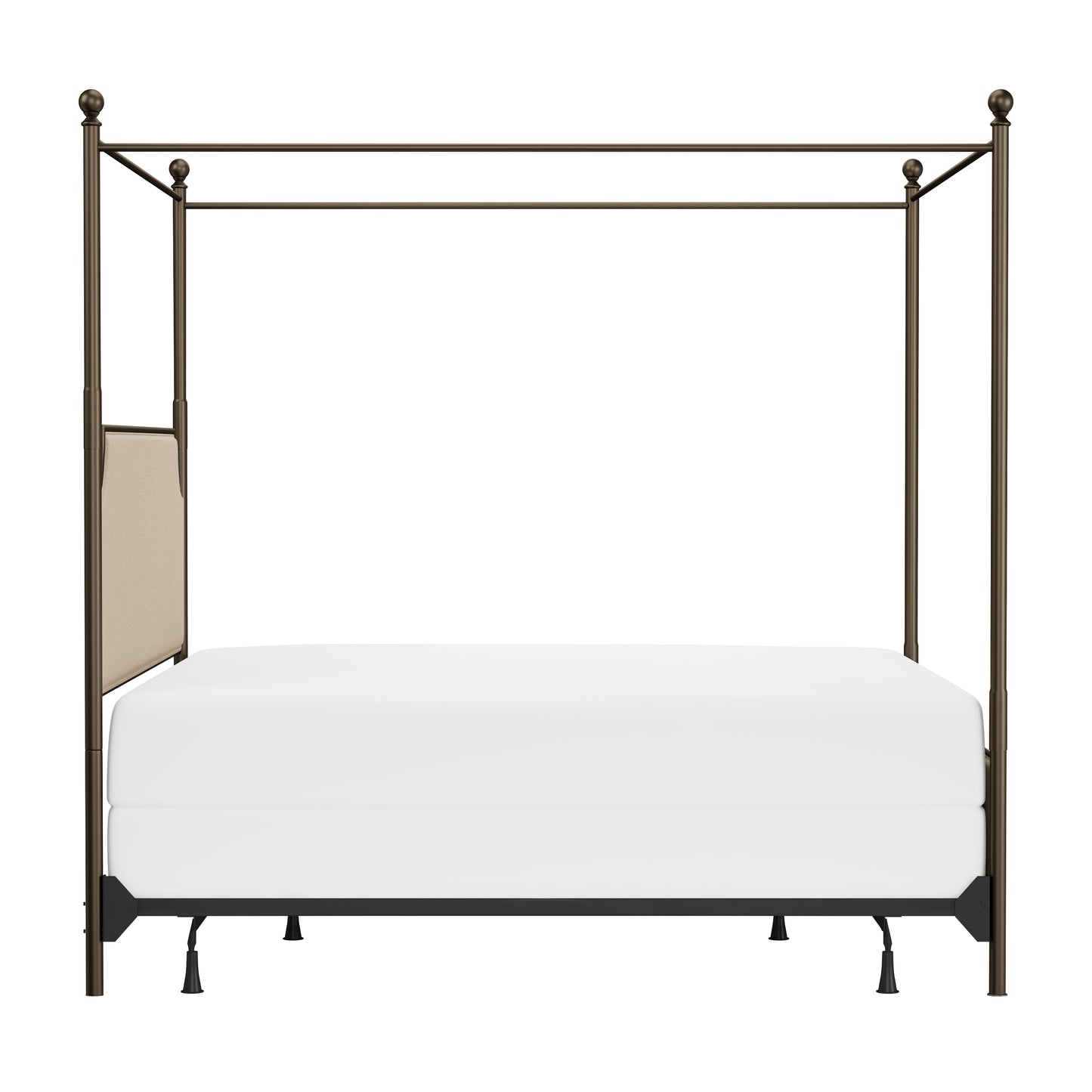 Hillsdale Furniture McArthur King Metal and Upholstered Canopy Bed, Bronze with Linen Stone Fabric