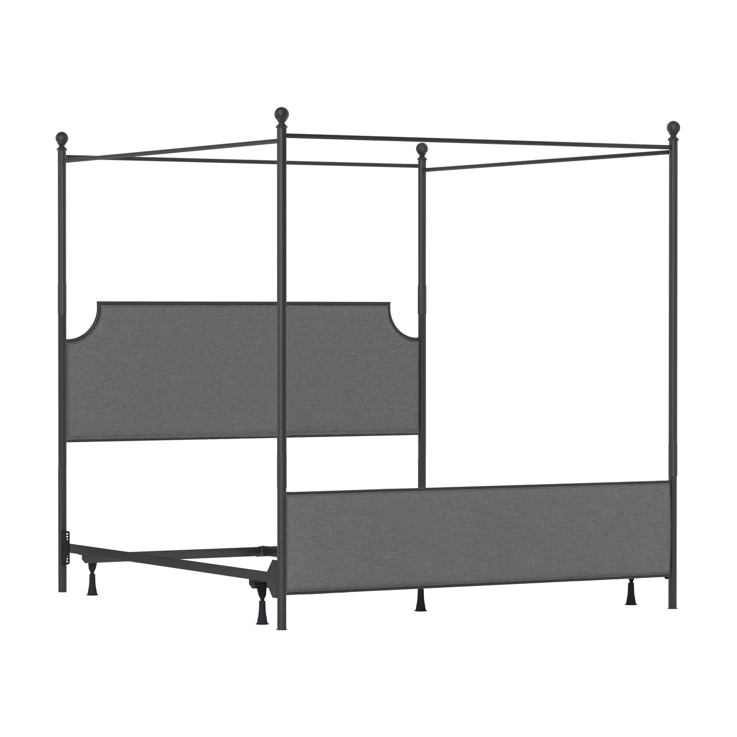 Hillsdale Furniture McArthur King Metal and Upholstered Canopy Bed, Matte Black with Gray Fabric