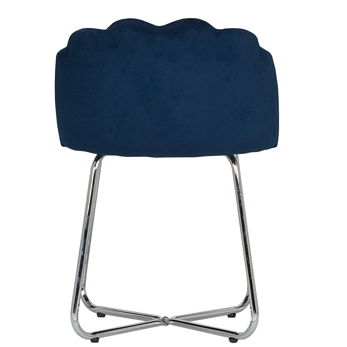 Hillsdale Furniture Catalina Metal Vanity Stool, Chrome with Dark Blue Fabric