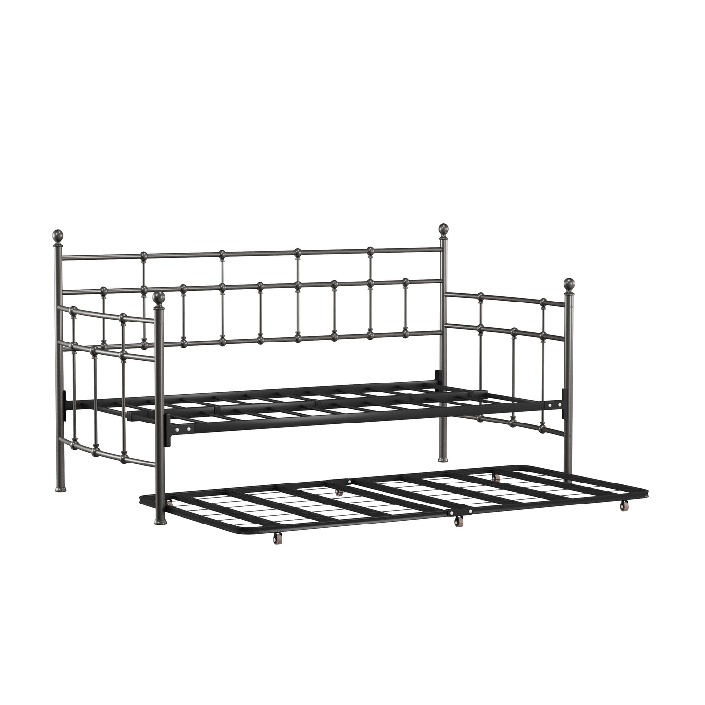 Hillsdale Furniture Providence Metal Twin Daybed with Roll Out Trundle, Aged Pewter