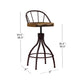 Hillsdale Furniture Worland Metal Adjustable Height Swivel Stool with Back, Brown Metal with Walnut Finished Wood