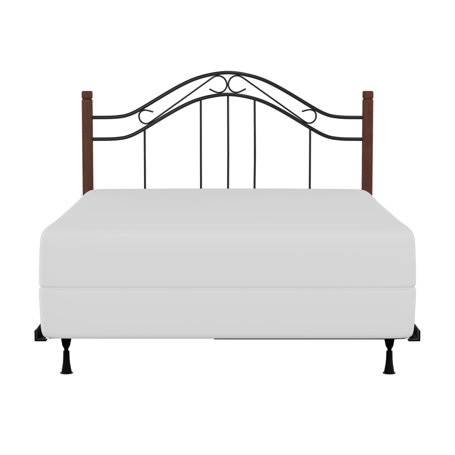 Hillsdale Furniture Matson Full/Queen Metal Headboard with Frame and Cherry Wood Posts, Black