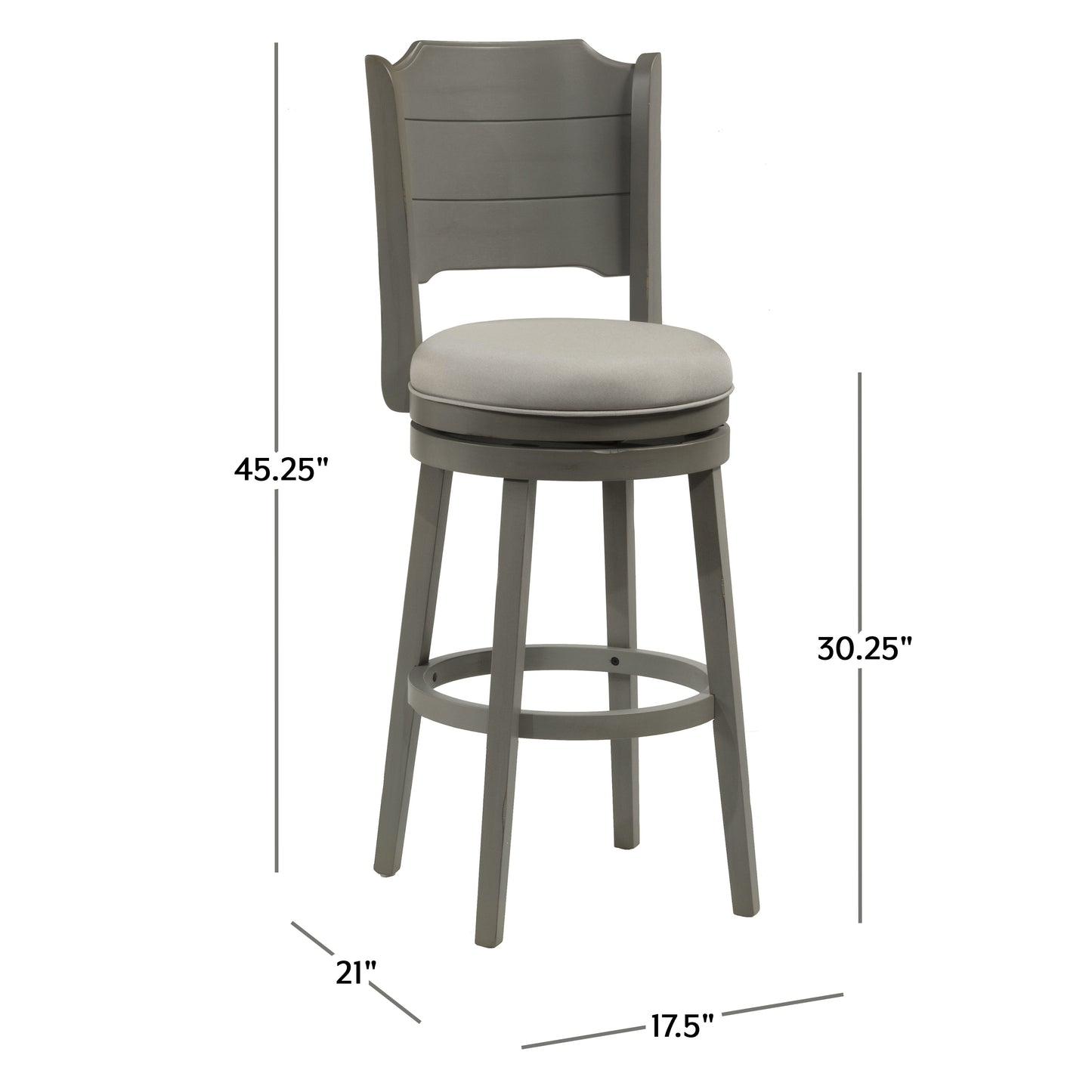 Hillsdale Furniture Clarion Wood Bar Height Swivel Stool, Distressed Gray