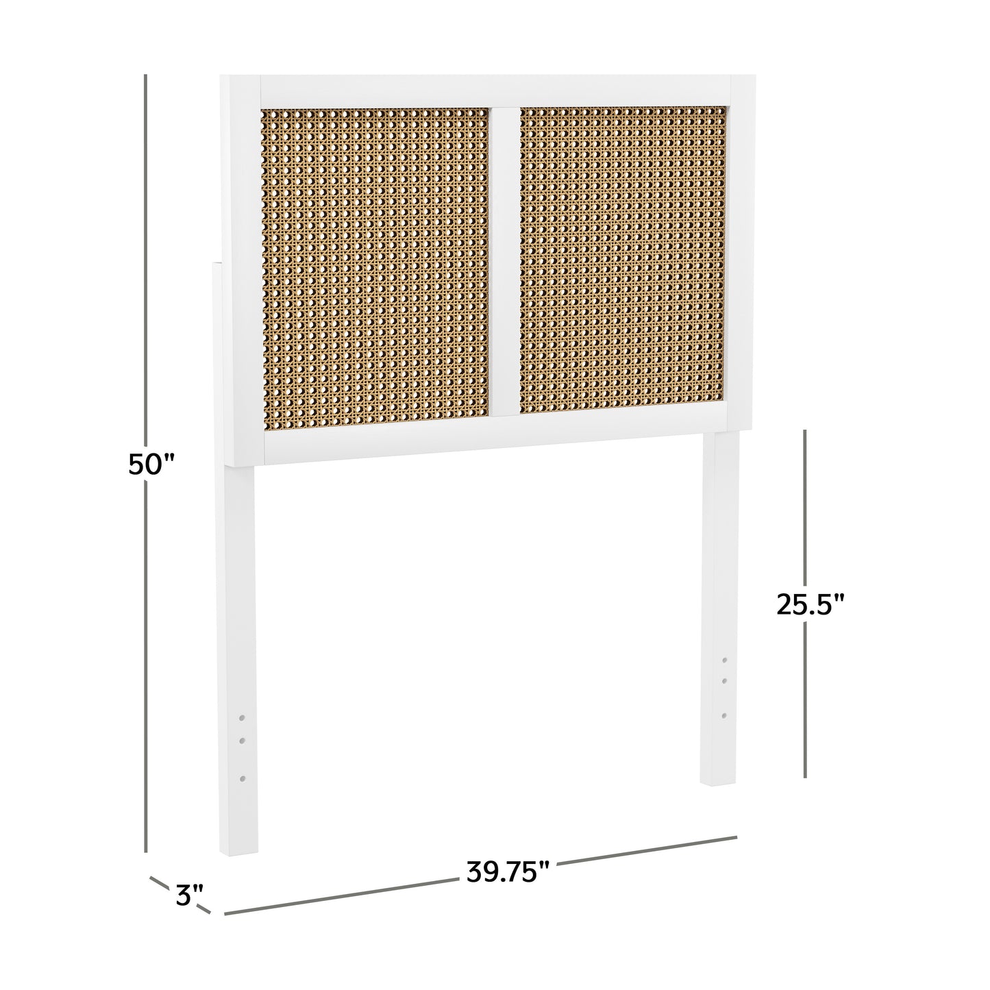 Hillsdale Furniture Serena Wood and Cane Panel Twin Headboard, White