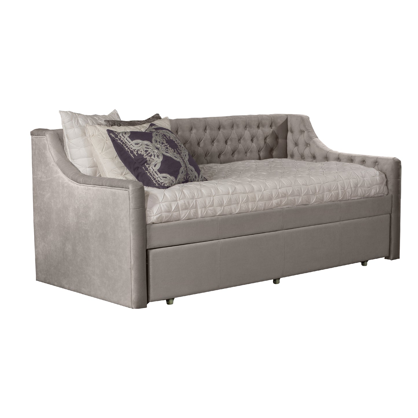 Hillsdale Furniture Jaylen Upholstered Twin Daybed with Trundle, Silver Gray