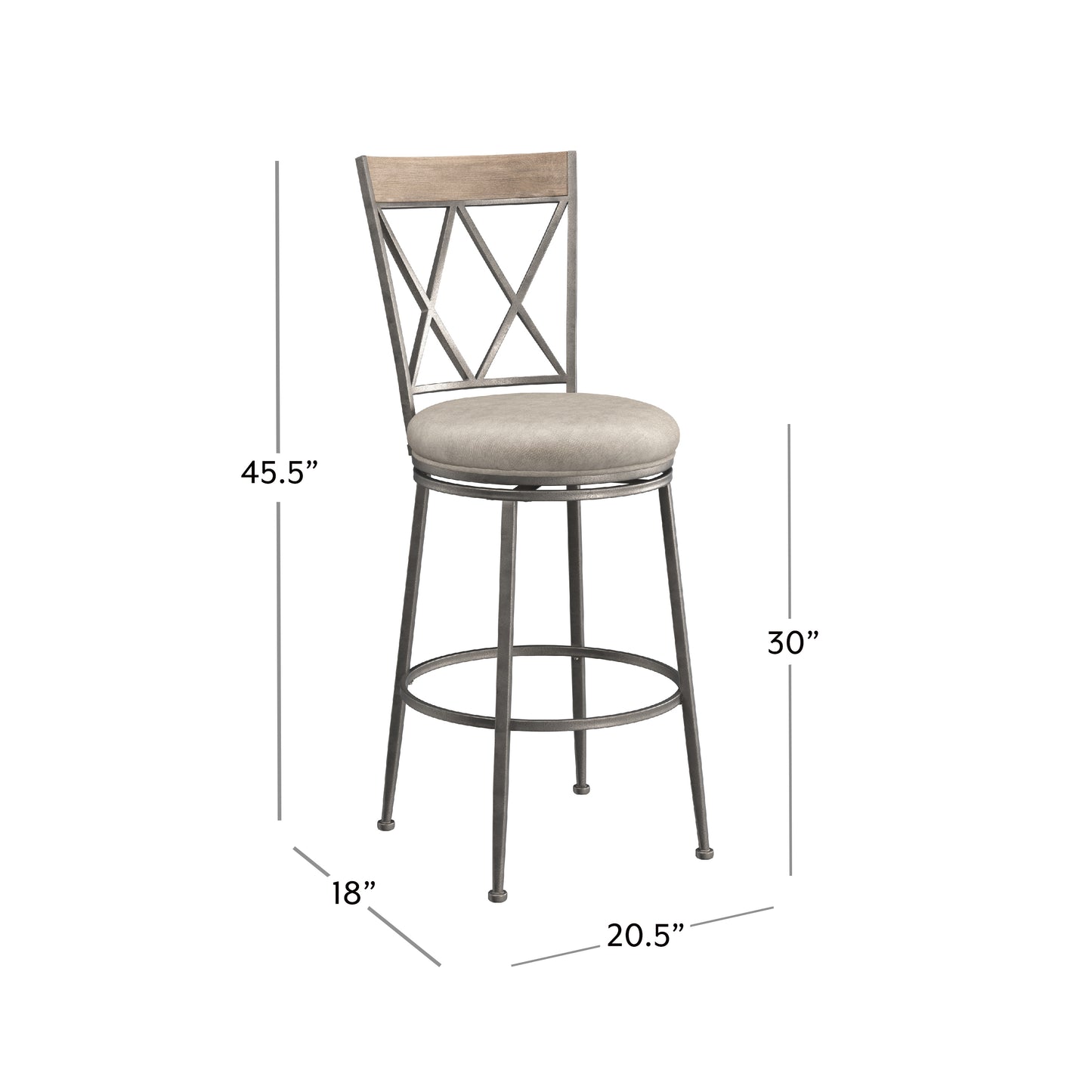 Hillsdale Furniture Stewart Metal Bar Height Swivel Stool, Aged Pewter