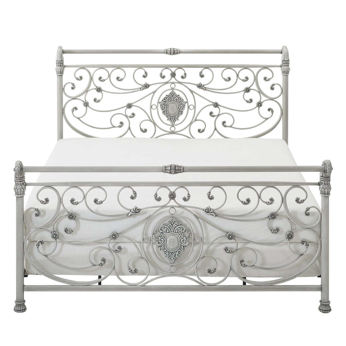 Hillsdale Furniture Mercer King Metal Sleigh Bed, Brushed White