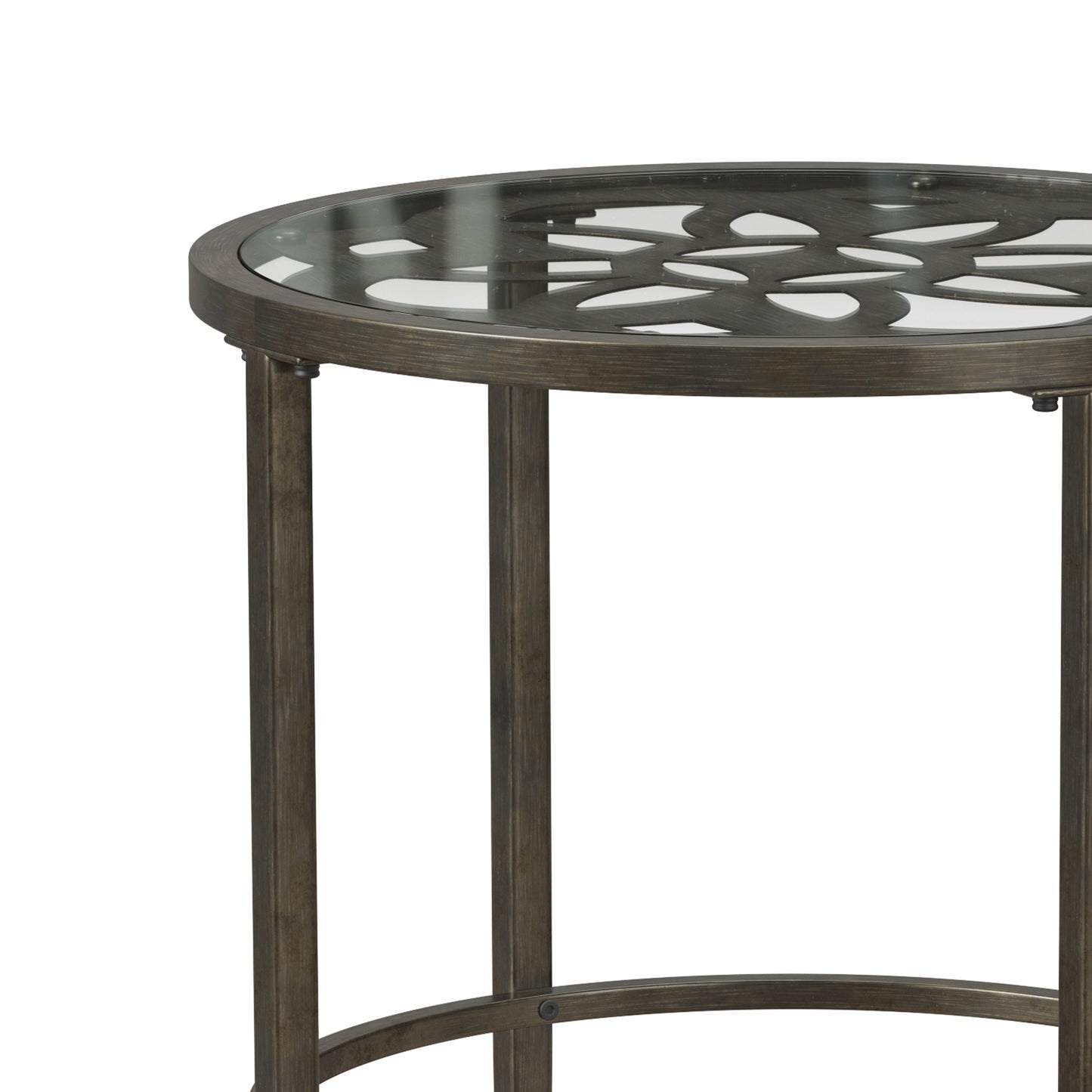 Hillsdale Furniture Marsala Metal End Table, Gray with Brown Rub