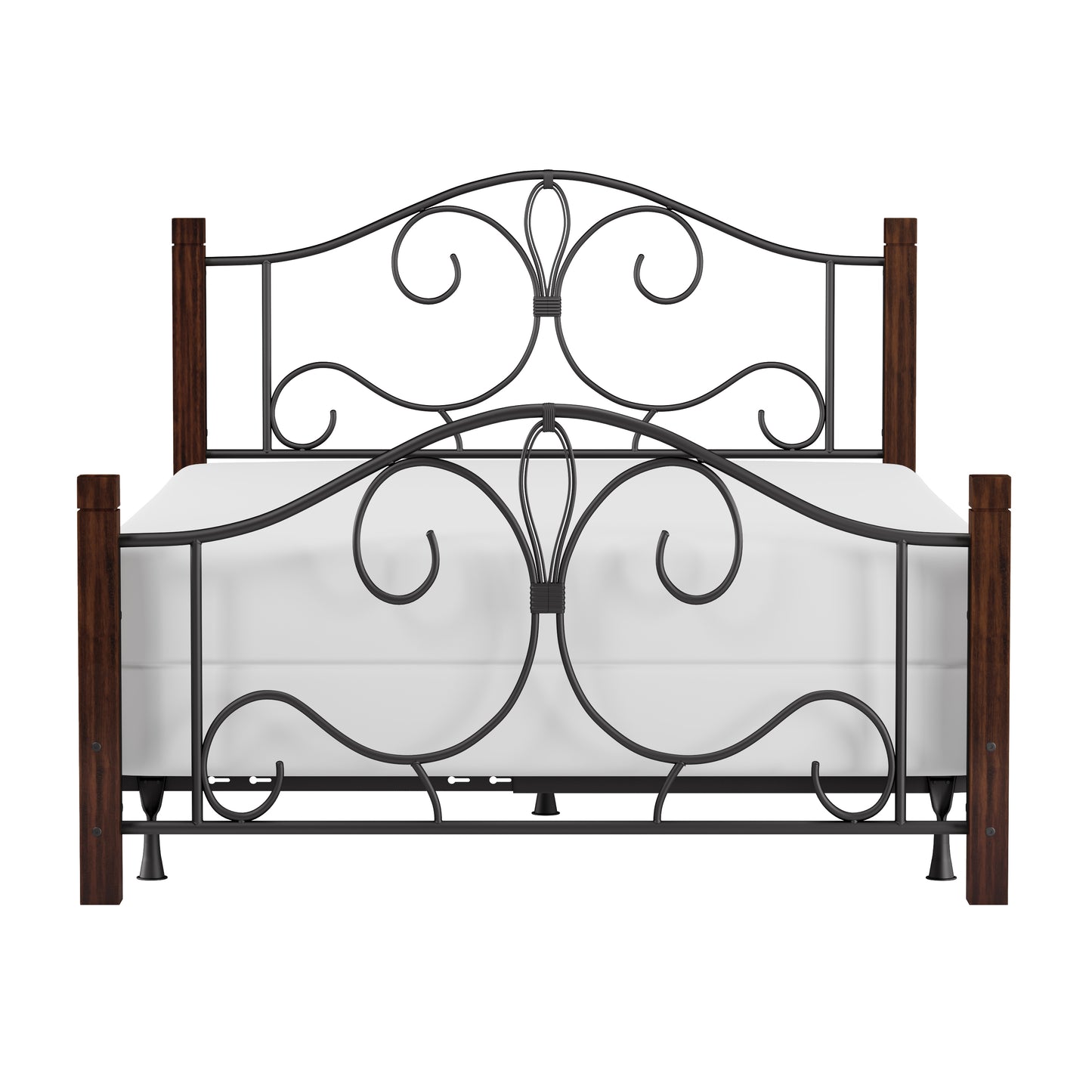 Hillsdale Furniture Destin Queen Metal Bed with Wood Posts, Brushed Cherry