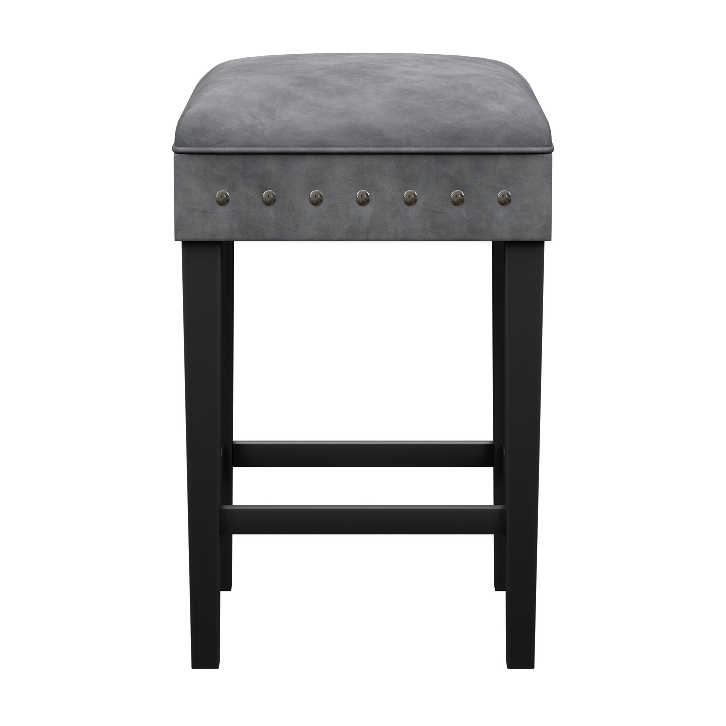 Hillsdale Furniture Cassidy Wood and Upholstered Backless Counter Height Stool, Black with Charcoal Velvet