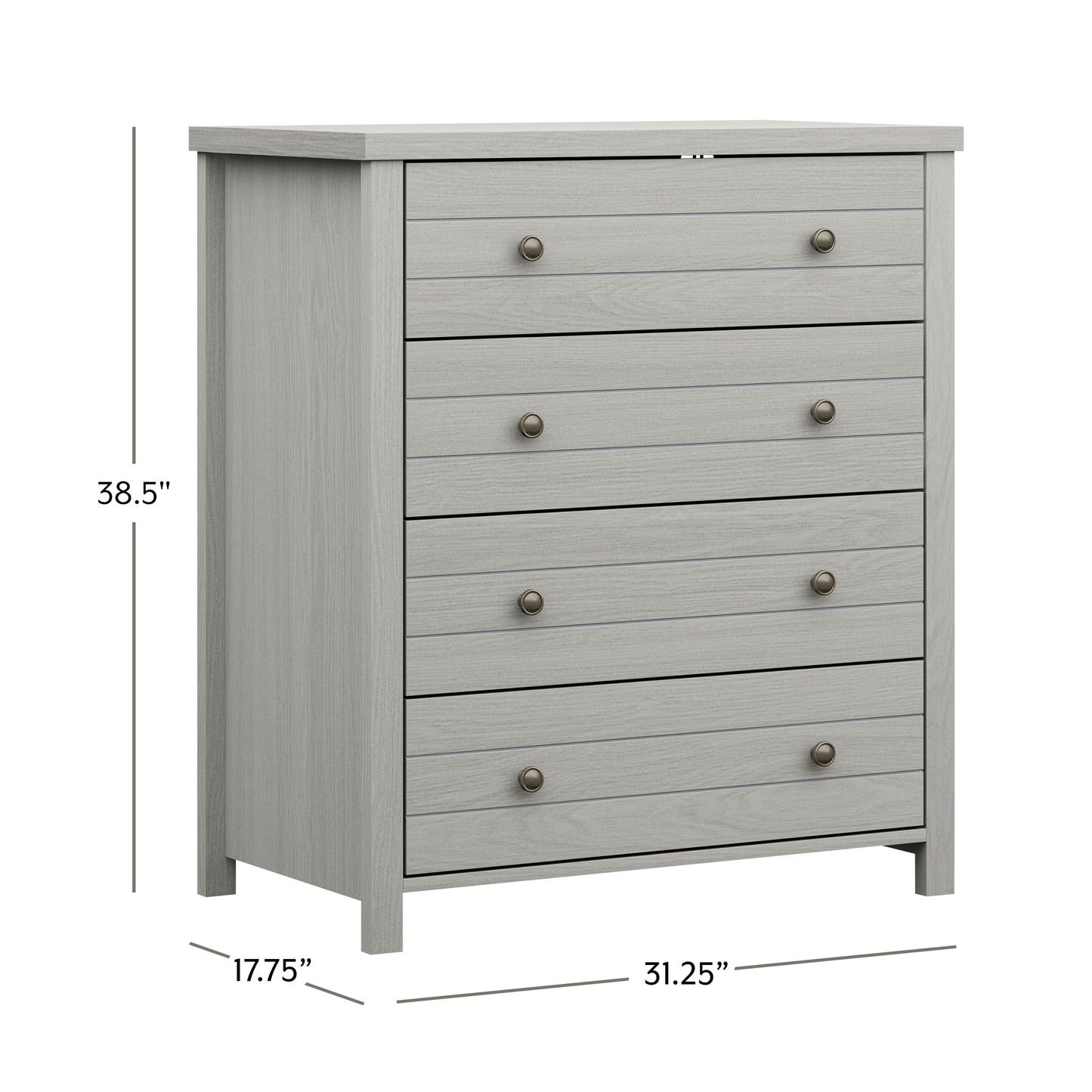 Living Essentials by Hillsdale Harmony Wood 4 Drawer Chest, Gray