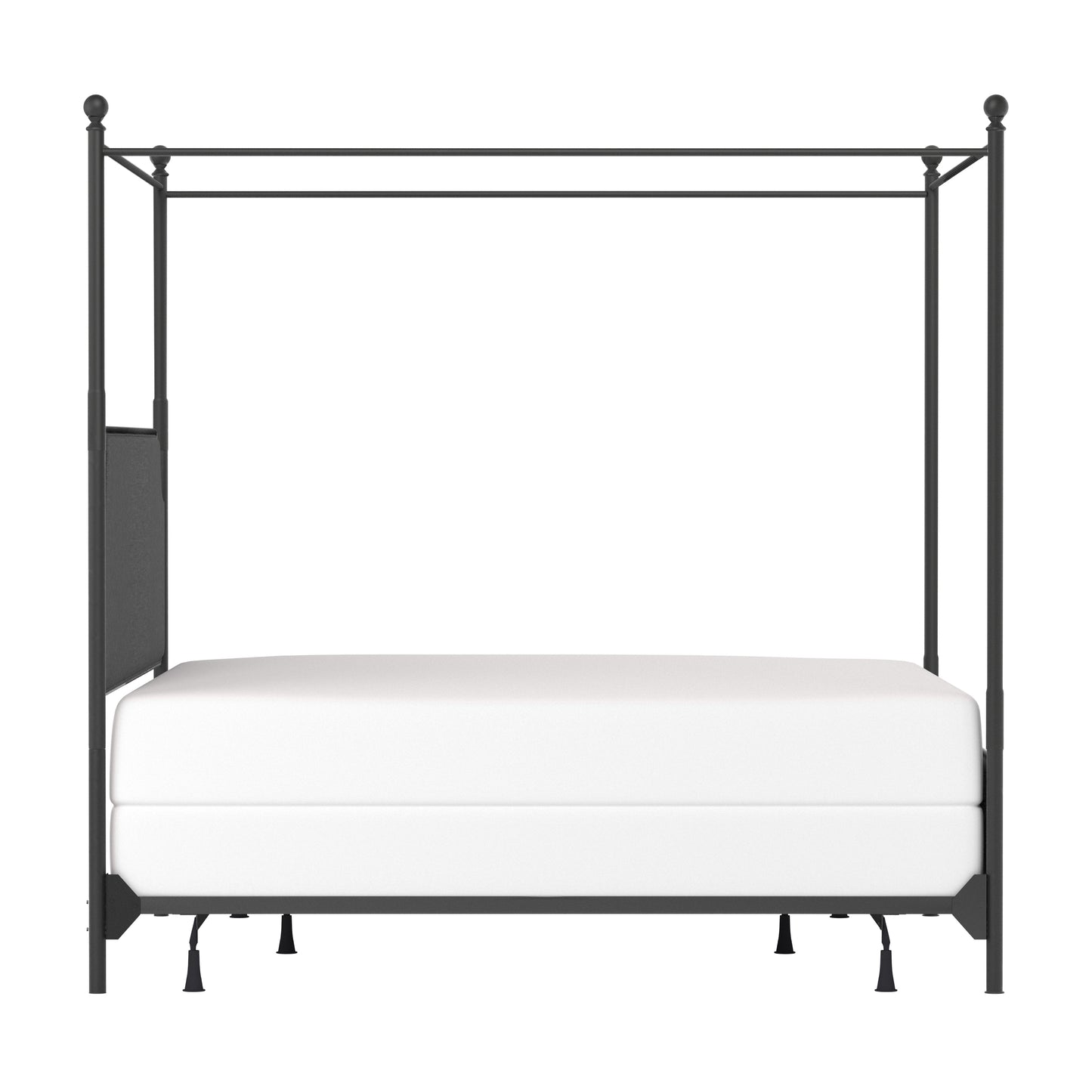 Hillsdale Furniture McArthur King Metal and Upholstered Canopy Bed, Matte Black with Gray Fabric