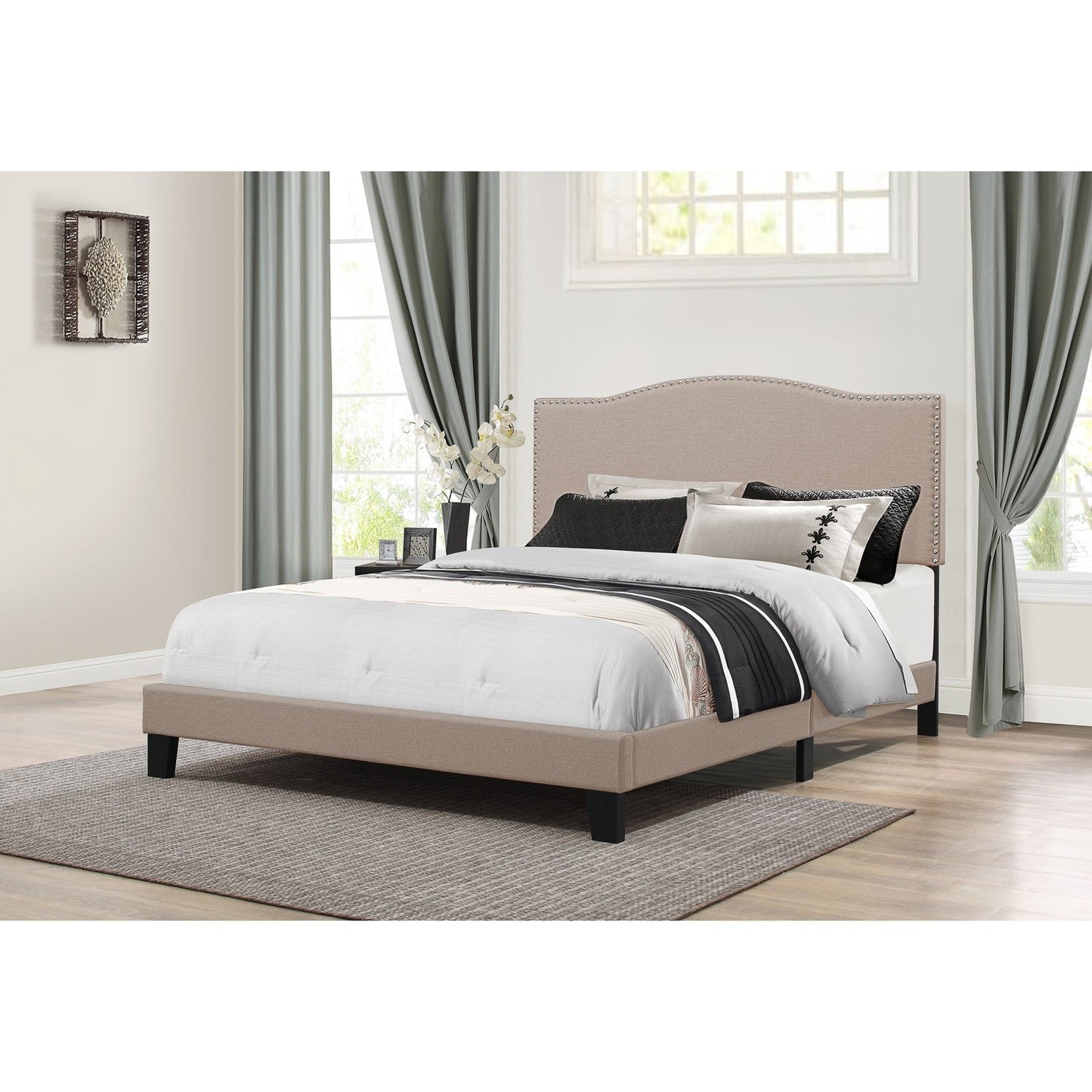 Hillsdale Furniture Kiley Full Upholstered Bed, Fog