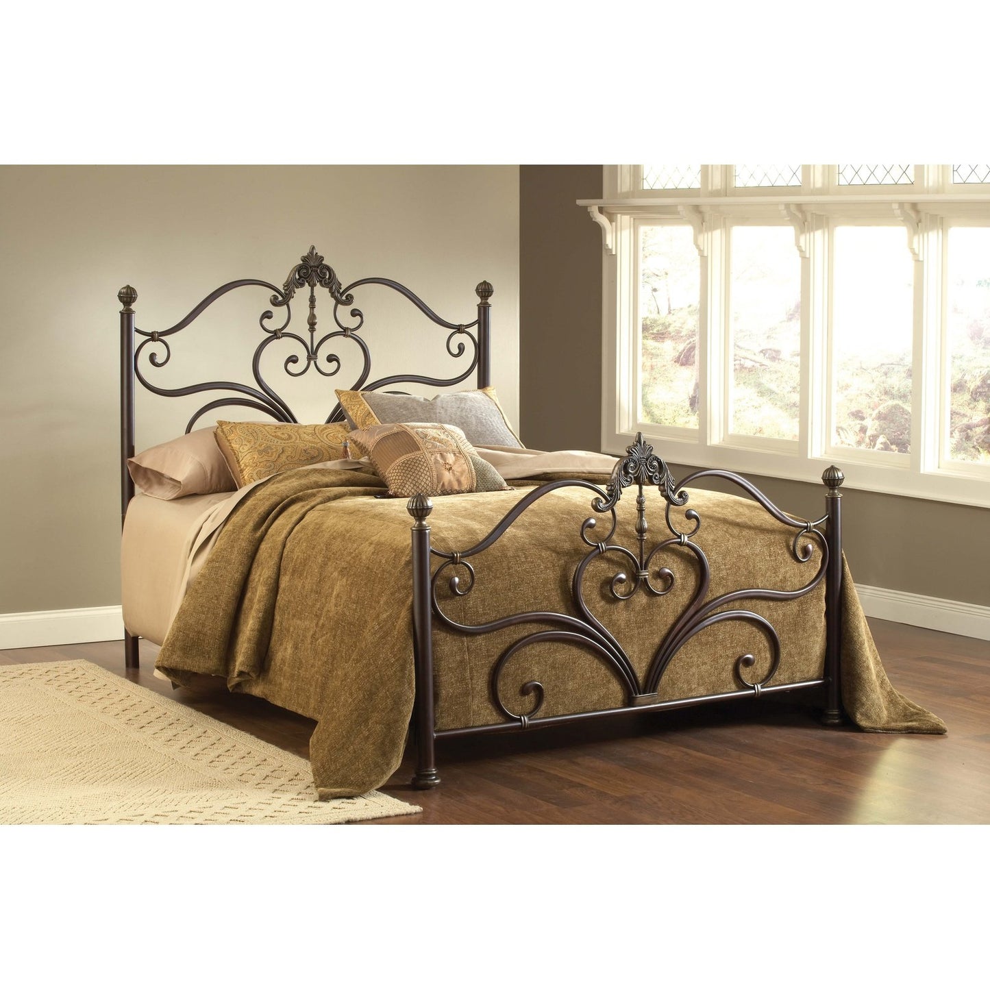 Hillsdale Furniture Newton Metal Queen Bed, Antique Brown