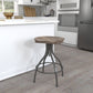 Hillsdale Furniture Worland Backless Metal Adjustable Height Swivel Stool, Gray Metal with Charcoal Finished Wood