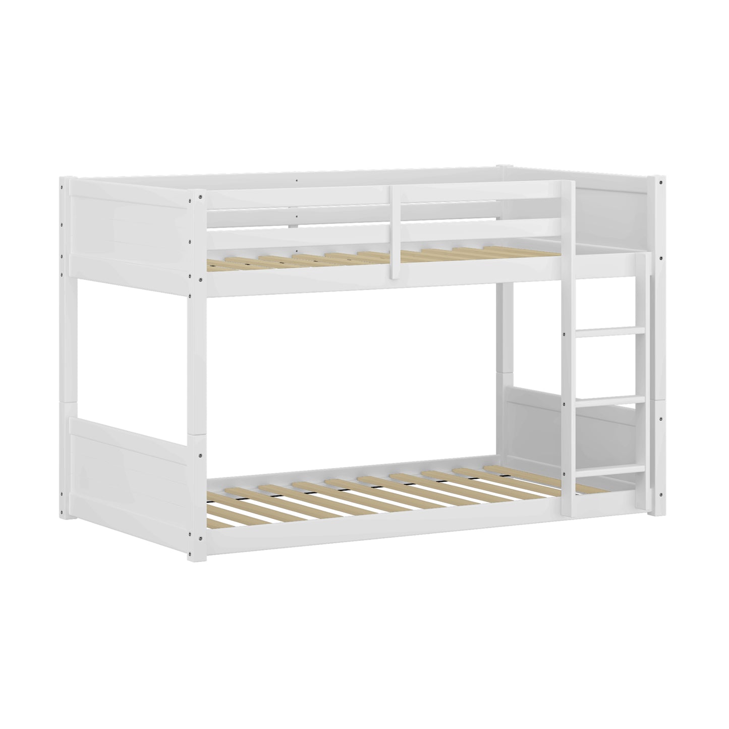 Living Essentials by Hillsdale Capri Wood Twin Over Twin Floor Bunk Bed, White