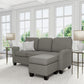 Hillsdale Furniture Upholstered Reversable Sectional Chaise, Gray