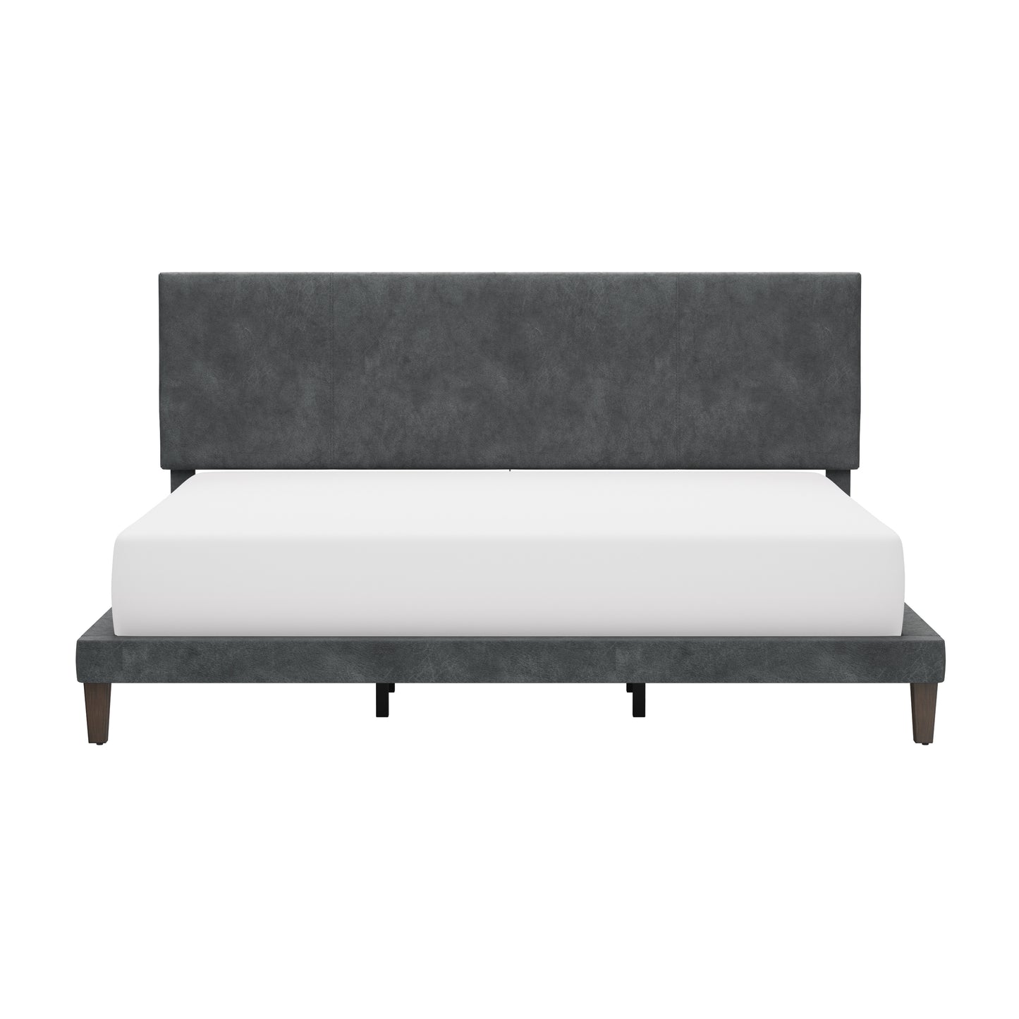 Hillsdale Furniture Muellen Upholstered Platform King Bed with 2 Dual USB Ports, Graphite Gray Vinyl