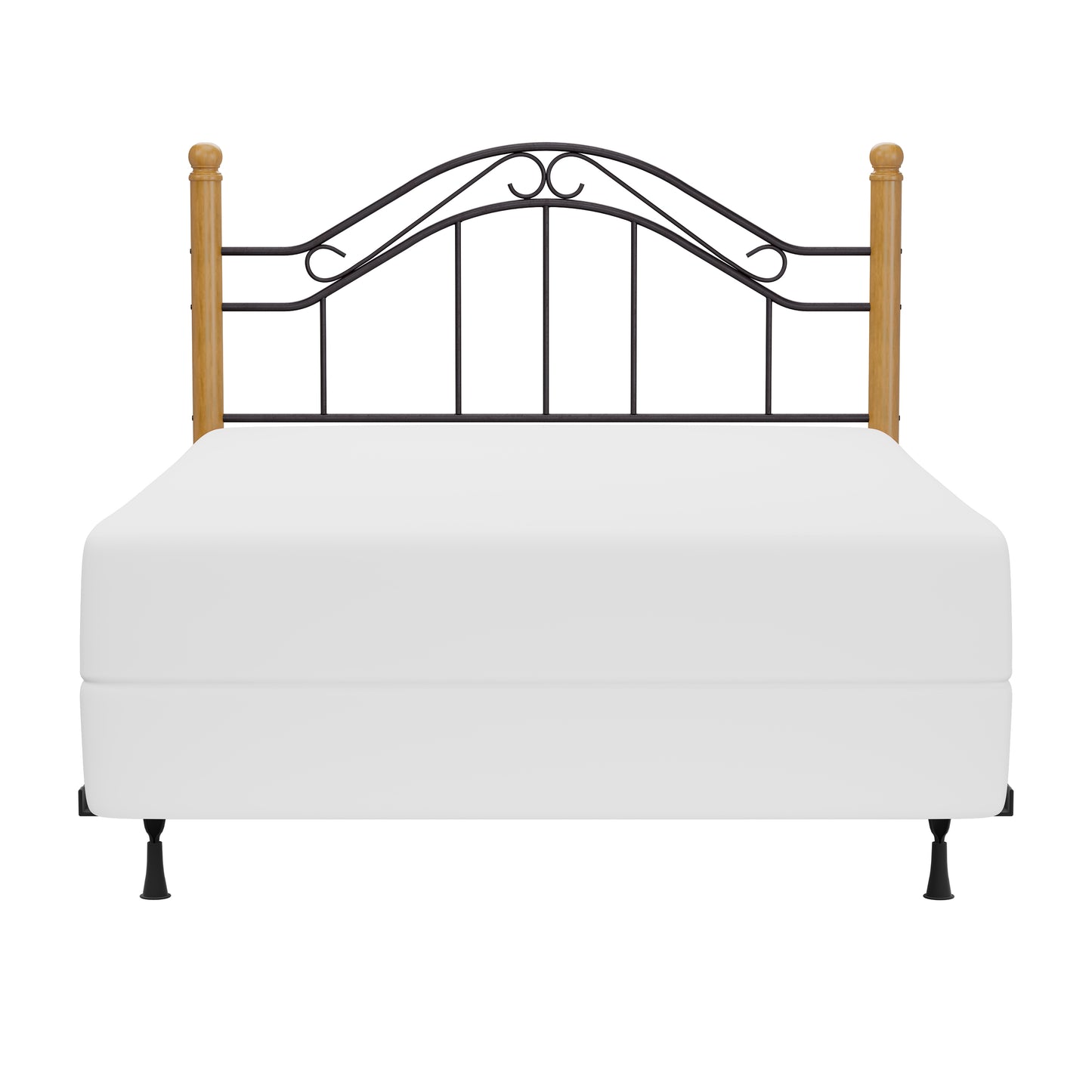 Hillsdale Furniture Winsloh Full/Queen Metal Headboard with Frame and Oak Wood Posts, Black