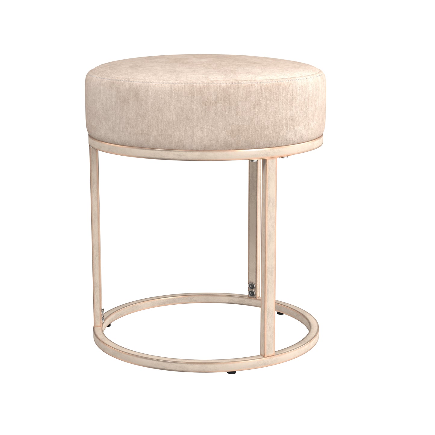 Hillsdale Furniture Swanson Backless Upholstered and Metal Vanity Stool, Distressed White