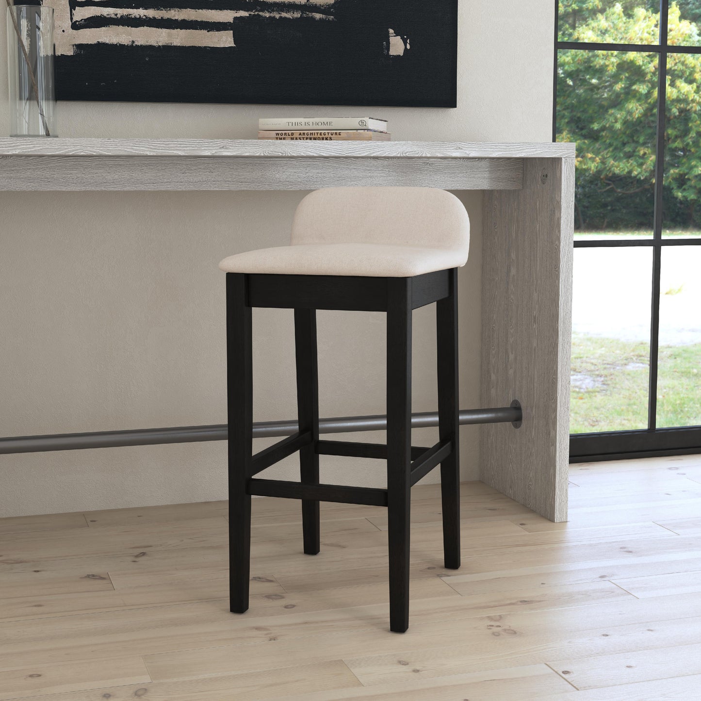 Hillsdale Furniture Maydena Wood Bar Height Stool, Black