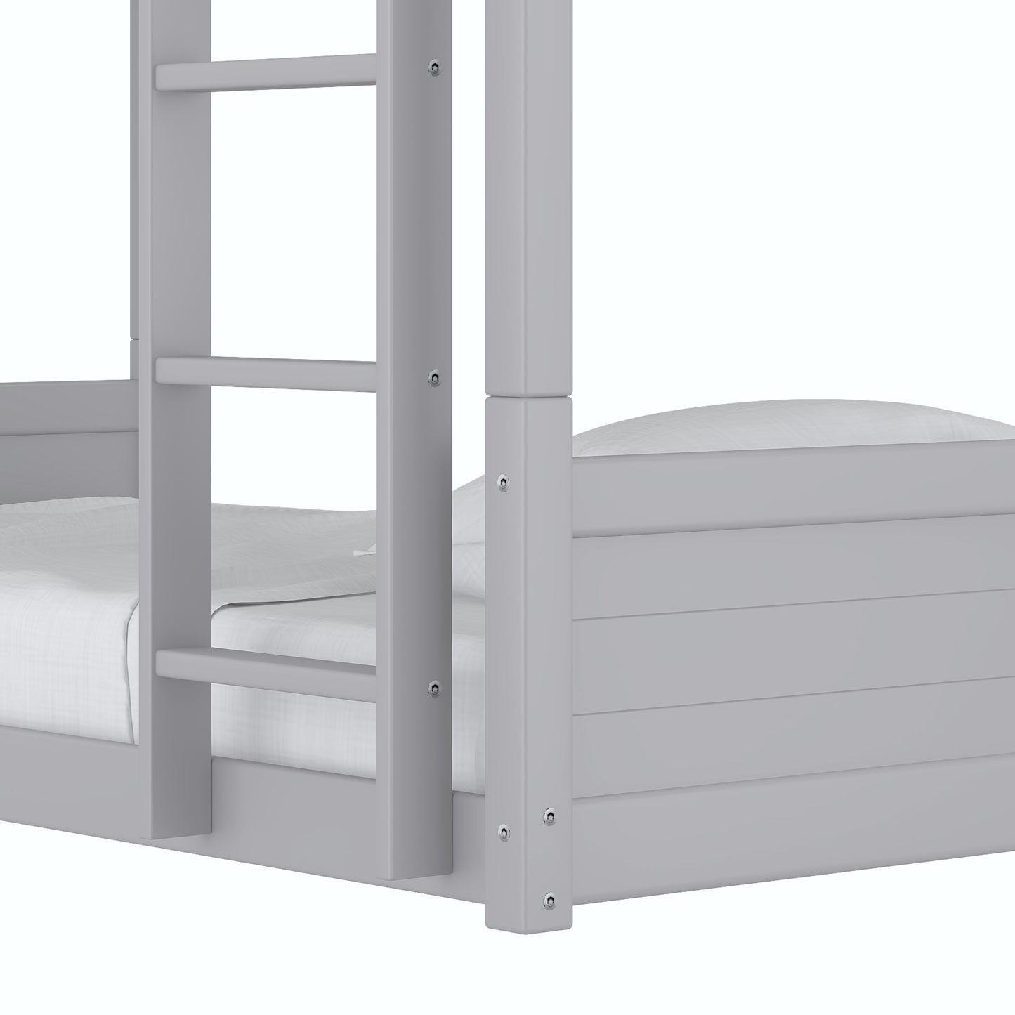 Living Essentials by Hillsdale Capri Wood Twin Over Twin Floor Bunk Bed, Gray