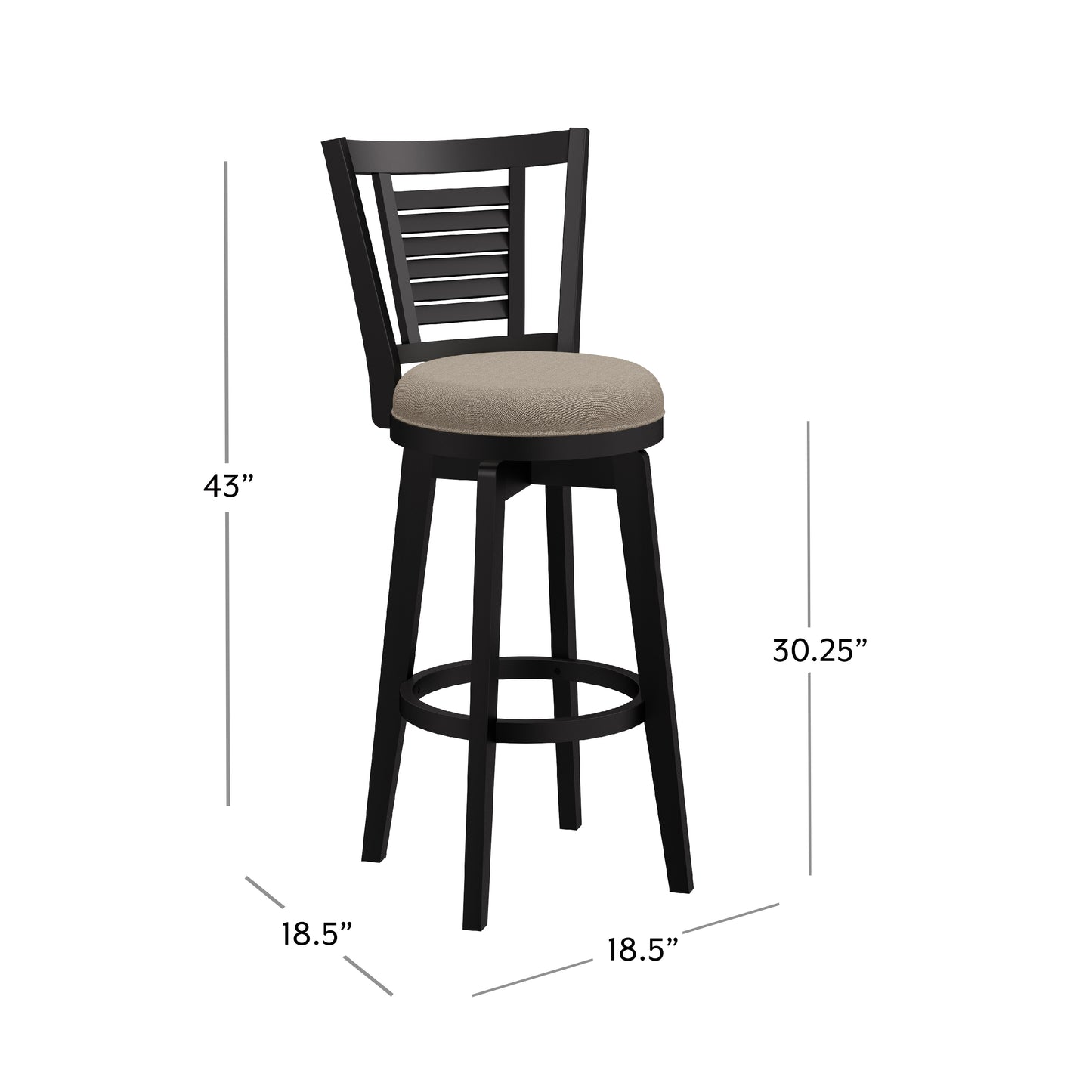 Hillsdale Furniture Foxmoor Wood Bar Height Swivel Stool, Black