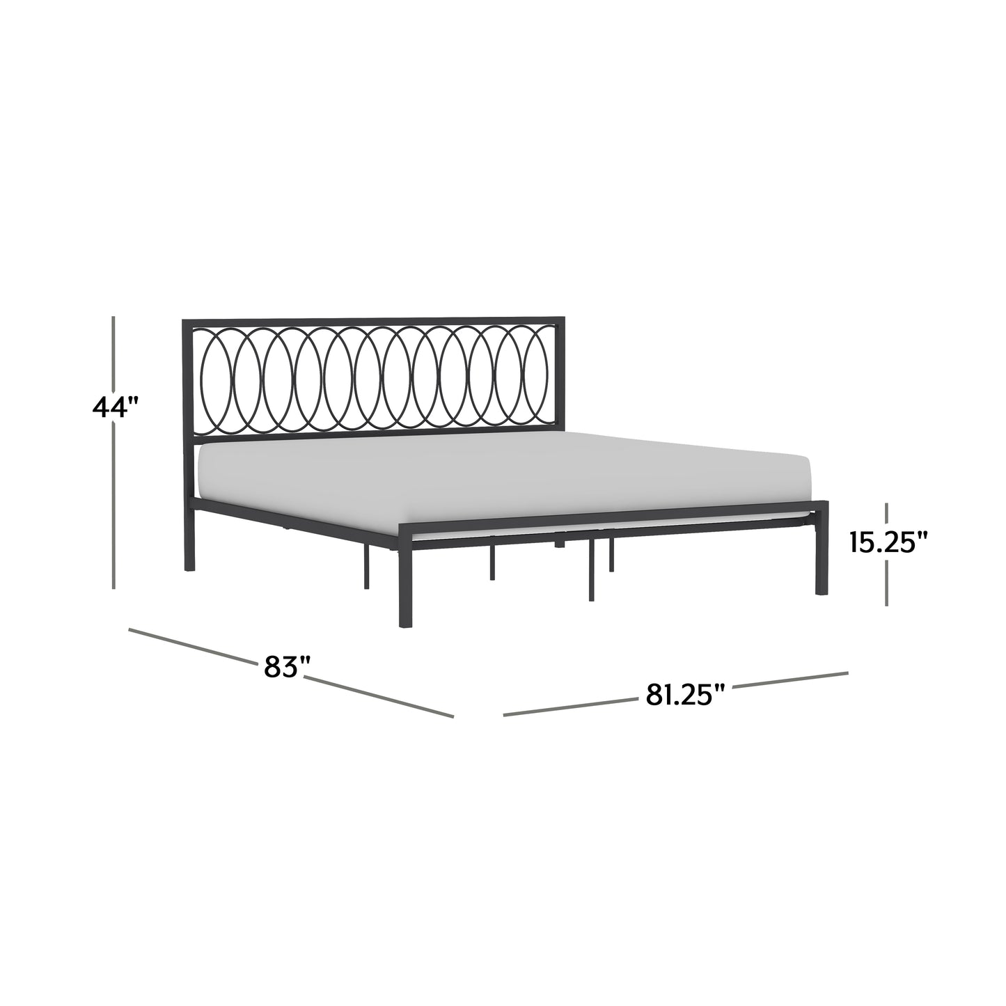 Hillsdale Furniture Naomi King Metal Bed, Gray