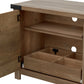 Living Essentials by Hillsdale Latvia Gaming Ready Wood 70 inch TV Stand with "X" Back Doors and Shelves, Knotty Oak