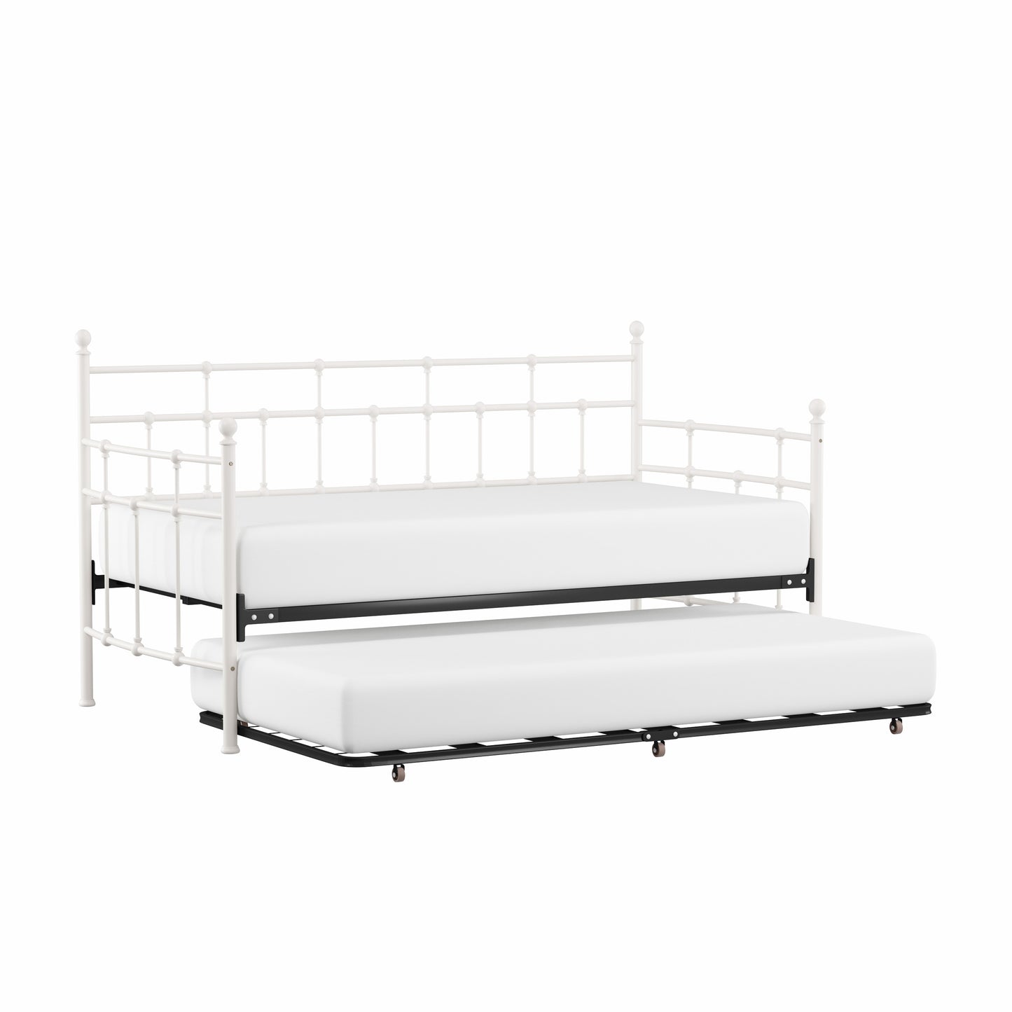 Hillsdale Furniture Providence Metal Twin Daybed with Roll Out Trundle, Soft White