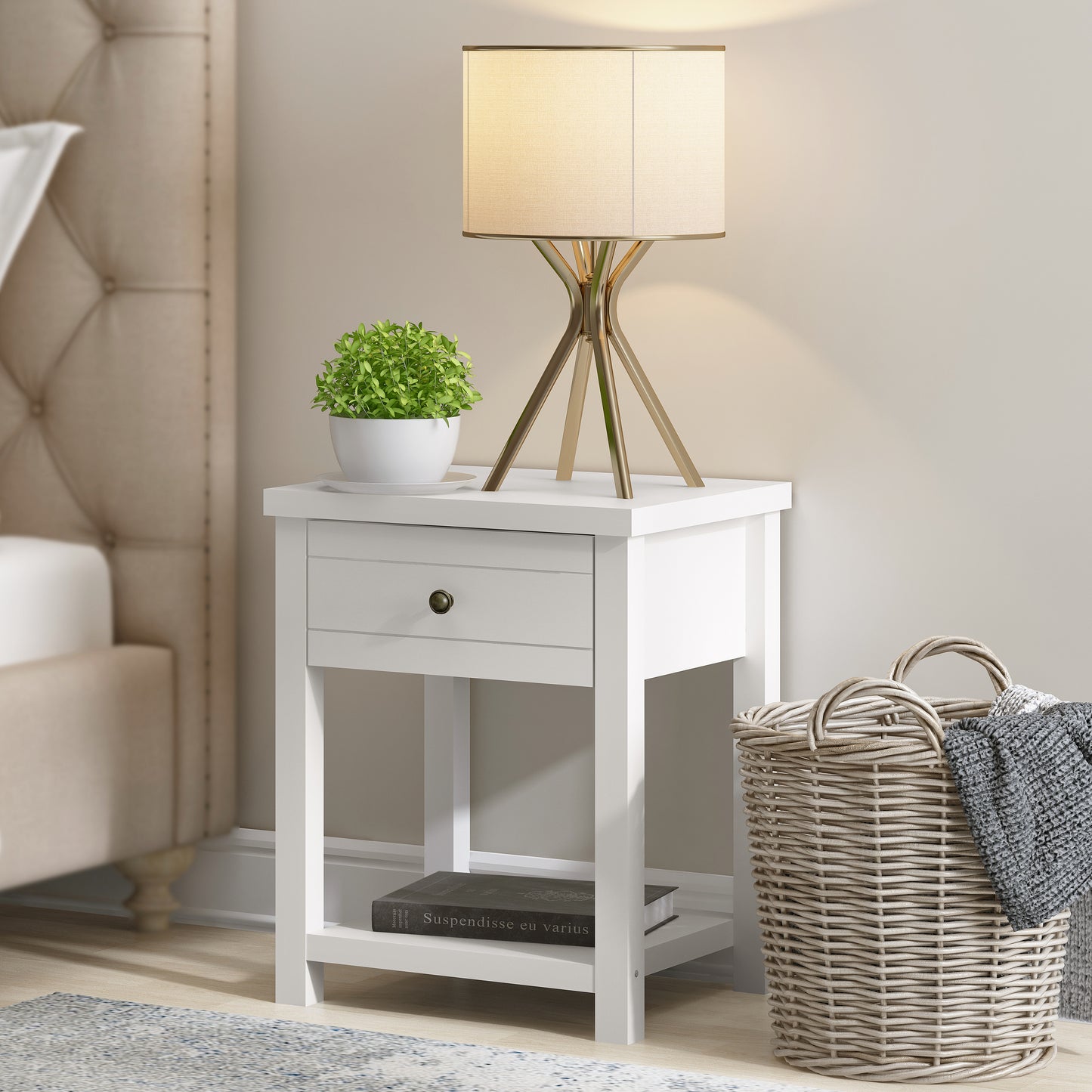 Living Essentials by Hillsdale Harmony Wood Accent Table, Set of 2, Matte White