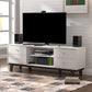 Living Essentials by Hillsdale Kincaid 70 inch Wood TV Stand with 2 Doors and Shelves, Matte White