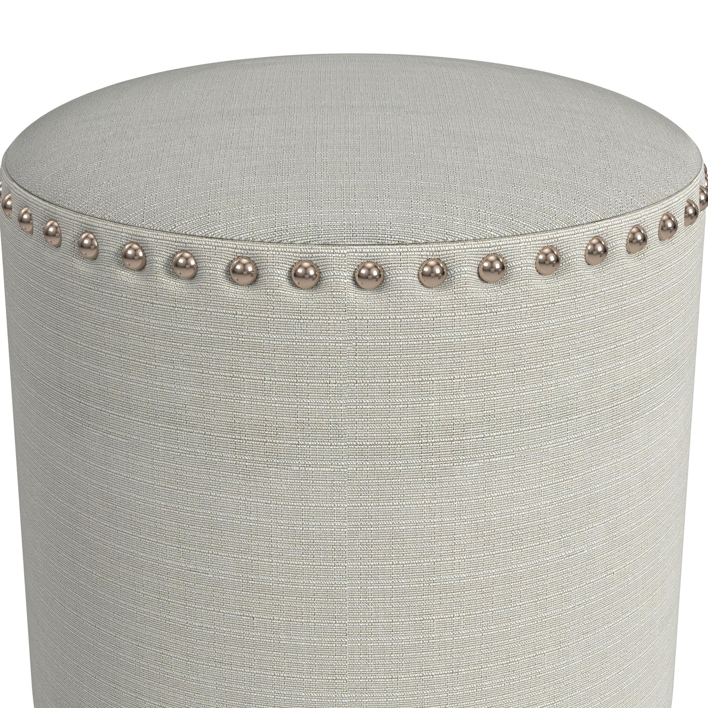 Hillsdale Furniture Laura Round Backless Upholstered Vanity Stool, Light Linen Gray