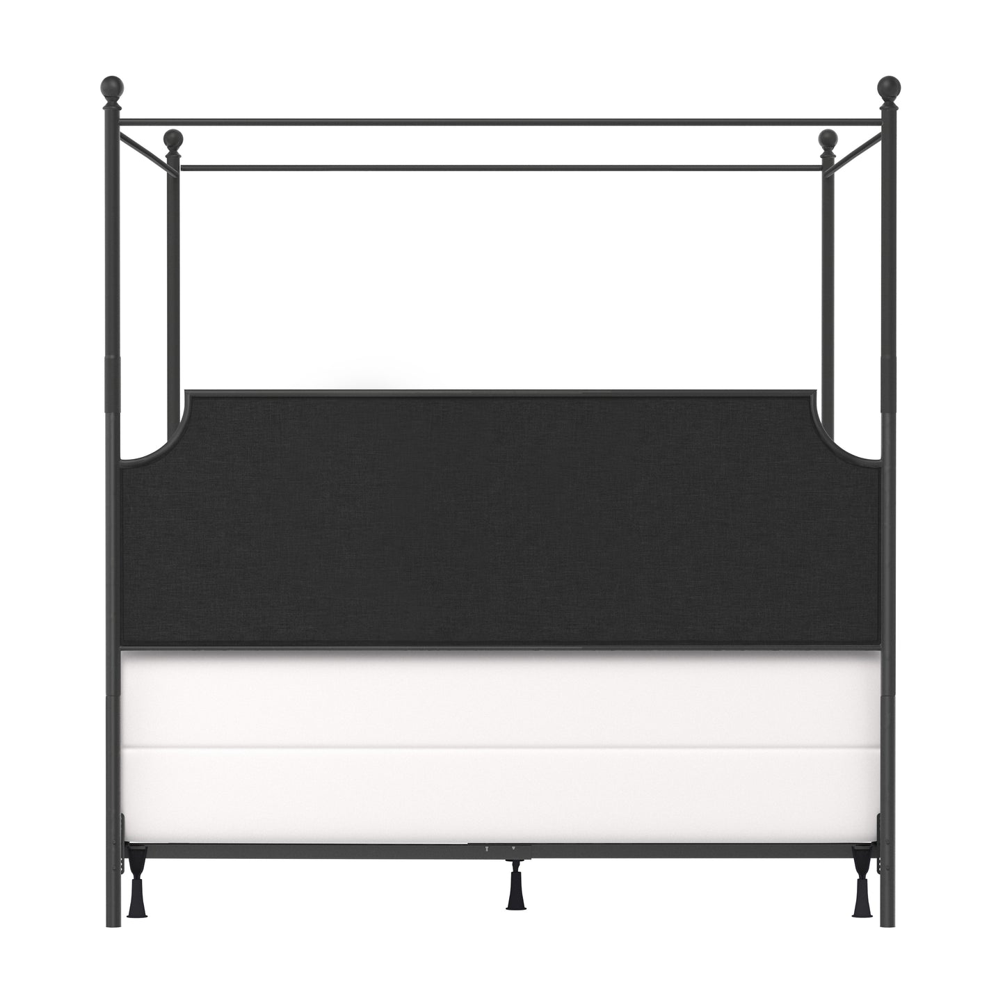 Hillsdale Furniture McArthur King Metal and Upholstered Canopy Bed, Matte Black with Gray Fabric