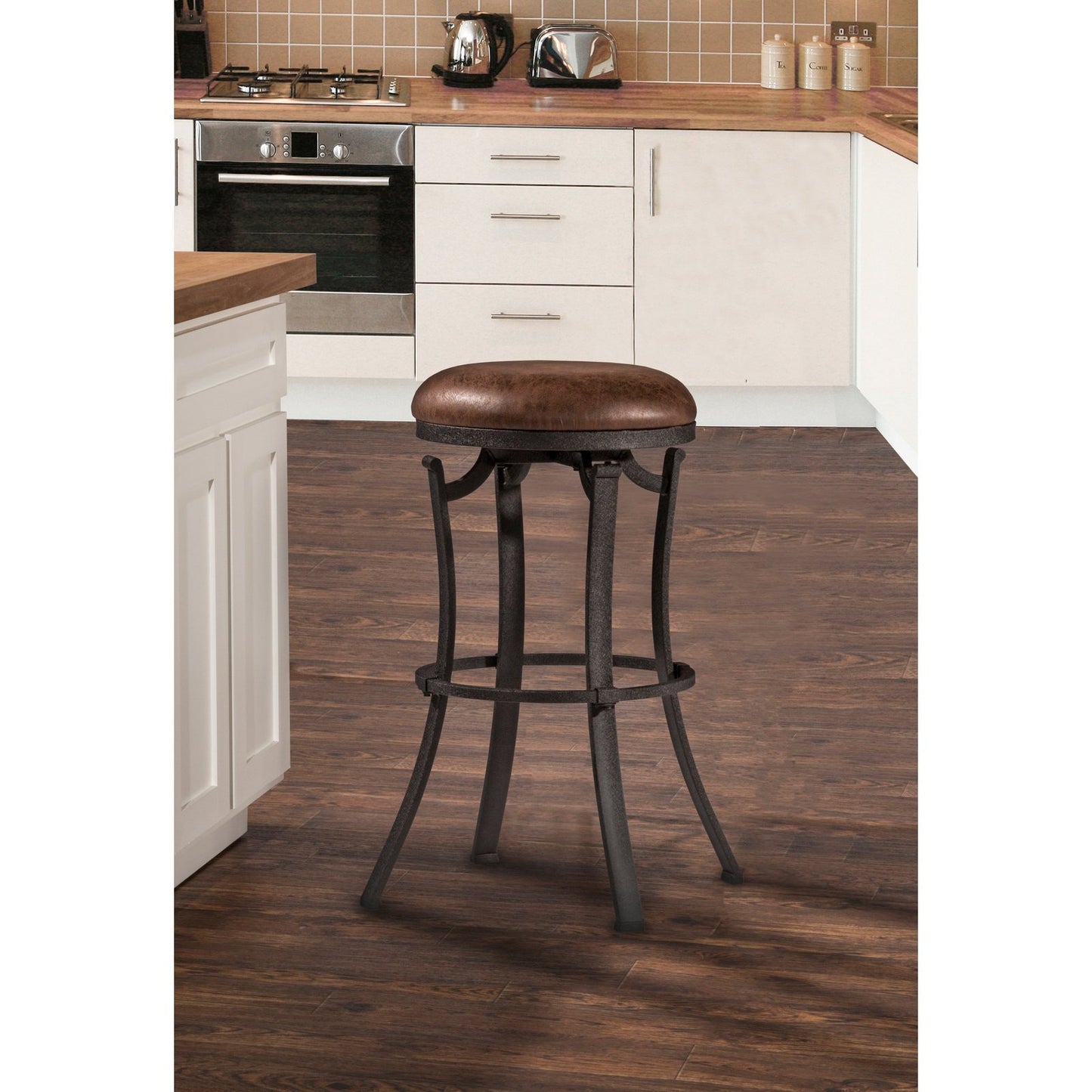 Hillsdale Furniture Kelford Metal Backless Counter Height Swivel Stool, Textured Black